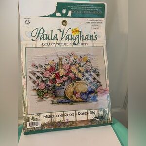 Paula Vaughan Cross Stitch Kit "Midsummer Roses" from Golden Needle Collection